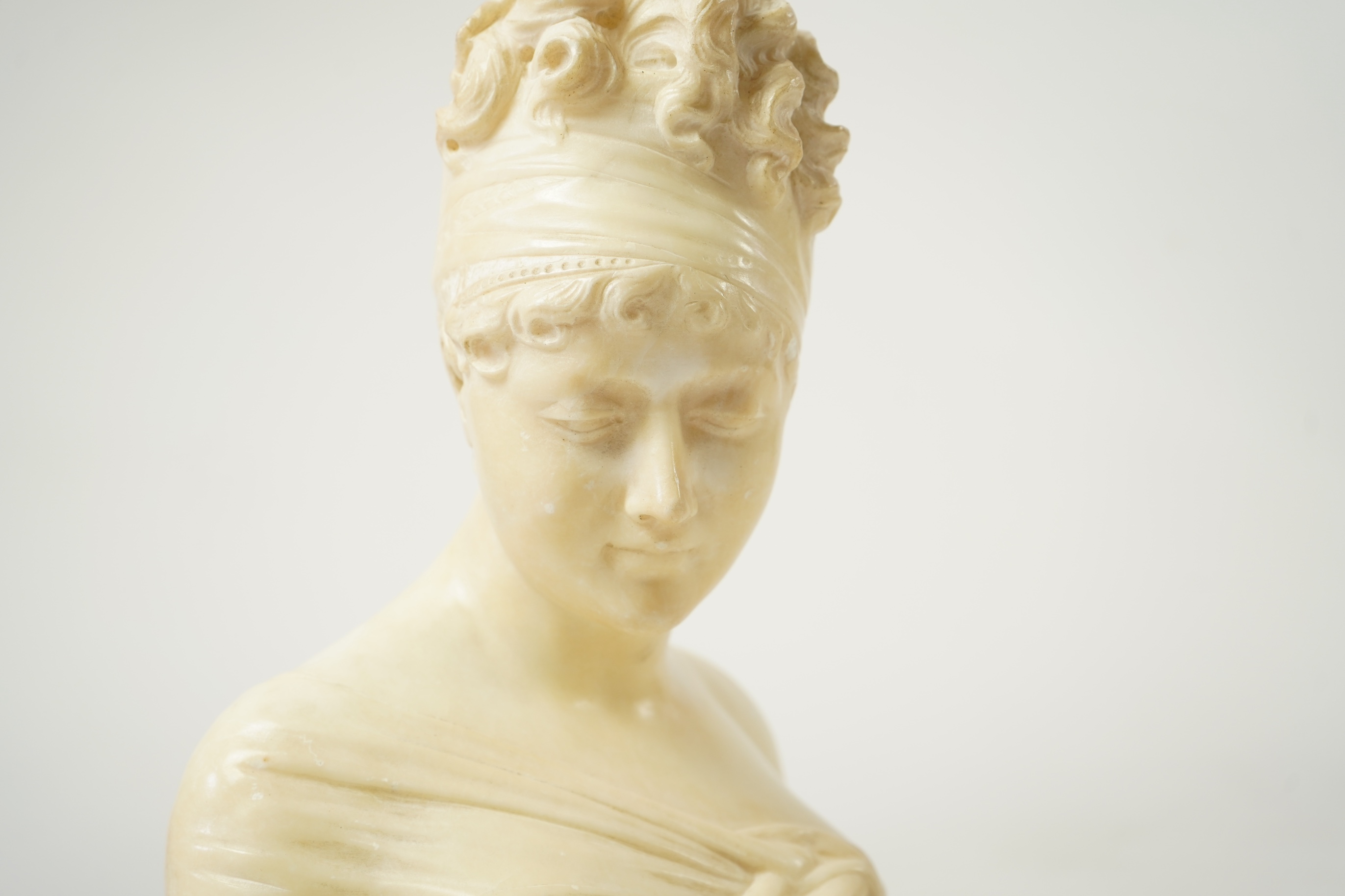 After Joseph Chinard, an alabaster bust of Madame Recamier, late 19th century